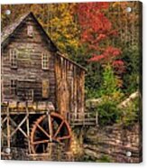 Glade Creek Grist Mill-1a Babcock State Park Wv Autumn Late Afternoon Acrylic Print