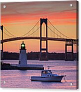 Goat Island Lighthouse And Newport Acrylic Print