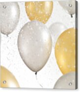 Gold And Silver Balloons With Confetti Acrylic Print