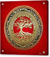 Golden Celtic Tree Of Life Acrylic Print