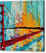 Golden Gate Bridge Modern Impressionistic Landscape Painting Palette Knife Work Acrylic Print