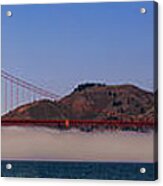 Golden Gate Bridge Over Fog Panorama Acrylic Print