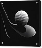 Golf Ball And Club Acrylic Print