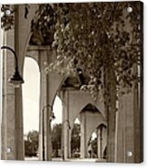 Gothic Arches Supporting The Waccamaw Bridge Sepia Acrylic Print
