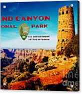 Grand Canyon National Park Poster Desert View Watchtower Retro Future Acrylic Print