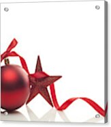 Graphic Of Red Christmas Ornament, Ribbon And Star Acrylic Print