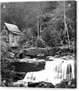 Grayscale Mill And Waterfall Acrylic Print