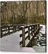 Great Smoky Mountains National Park Foot Bridge In Snow Acrylic Print
