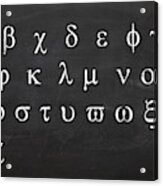 Greek Letters On Black Chalkboard Acrylic Print
