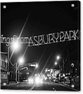 Greetings From Asbury Park New Jersey Black And White Acrylic Print