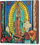 Guadalupe Collage In Red Acrylic Print