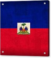 Haiti Flag Vintage Distressed Finish Acrylic Print