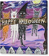 Halloween Scaredy Cats Painting Acrylic Print