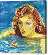 Hand Painted Art Adult Female Swimmer Acrylic Print