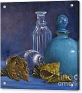 Hand Painted Still Life Bottles Leaves Acrylic Print