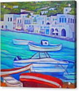 Harborfront Mykonos Acrylic Print