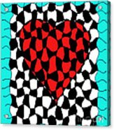 Heart Tapestry Red Teal Acrylic Print