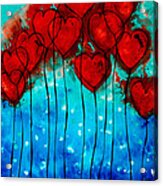 Hearts On Fire - Romantic Art By Sharon Cummings Acrylic Print