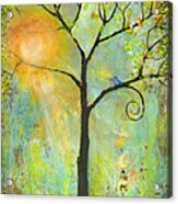 Hello Sunshine Tree Birds Sun Acrylic Print