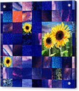 Hidden Sunflowers Squared Abstract Design Acrylic Print