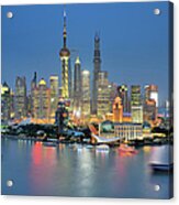 High Angle View Of Lujiazui Peninsula Acrylic Print