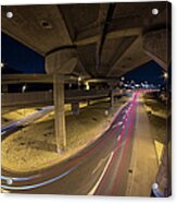 Highway Intersection At Night Acrylic Print