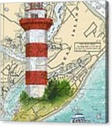 Hilton Head Island Lighthouse Sc Nautical Chart Map Art Cathy Peek Acrylic Print