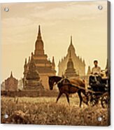 Horse And Carriage Turning By Temples Acrylic Print