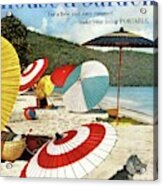 House And Garden Featuring Umbrellas On A Beach Acrylic Print