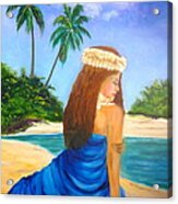 Hula Girl On The Beach Acrylic Print