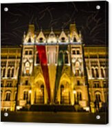 Hungarian Parliament At Night Acrylic Print