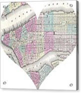 I Love Manhattan Heart Map Acrylic Print