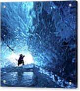 Ice Cave Explorer Acrylic Print