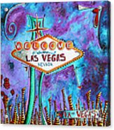 Iconic Las Vegas Welcome Sign Pop Art Original Painting By Megan Duncanson Acrylic Print