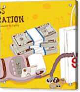 Illustration Of Card Reader, Money And Shopping Bag Acrylic Print