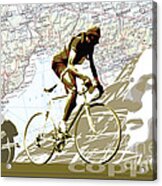 Illustration Print Giro De Italia Coppi Vintage Map Cycling Acrylic Print