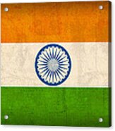 India Flag Vintage Distressed Finish Acrylic Print