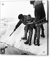 Inuit  Boys Ice Fishing Barrow Alaska July 1969 #2 Acrylic Print