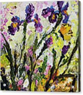Irises Butterflies And Bees Garden Provencale Acrylic Print
