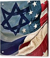 Israeli American Flags Acrylic Print