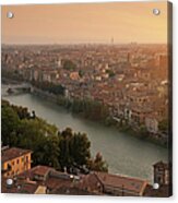 Italy, Veneto, Verona And Adige River Acrylic Print