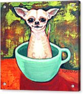 Jadite Fireking Teacup Chihuahua Acrylic Print