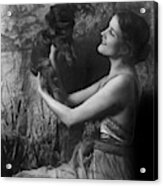 Jeanne Eagels Lifting Up A Small Dog Acrylic Print