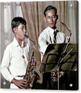 King Bhumibol And Prince Vajirlongkorn Playing Acrylic Print