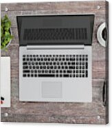 Knolling Work Table View With A Laptop Acrylic Print