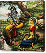 Krishna With Radha Acrylic Print