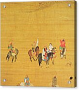 Kublai Khan 1214-94 Hunting, Yuan Dynasty Ink & Colour On Silk See 110534 & 226021 For Detail Acrylic Print