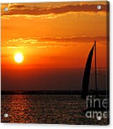 Lake Erie Sunset With Sail Boat Acrylic Print