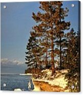 Lake Superior Bluff Winter Sunset Acrylic Print