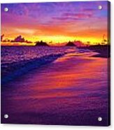 Lanikai Beach Winter Sunrise Reflections In The Sand Acrylic Print